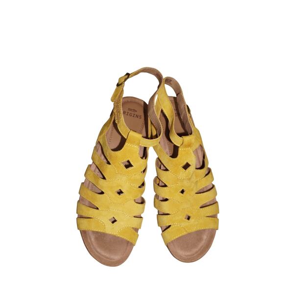 Earth Origins Pippa Wedge Sandals – Yellow Suede (Size 9W) - Picture 9 of 9